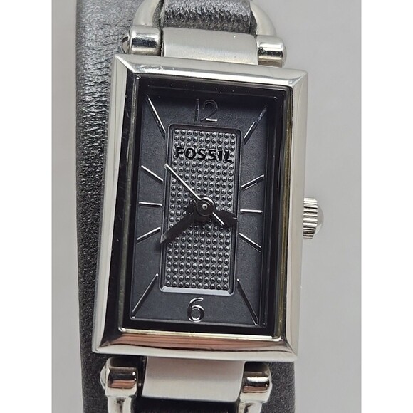 Fossil Delaney JR1371 Womens Gray Silver Tank Wrap Leather Watch New Battery main image 8